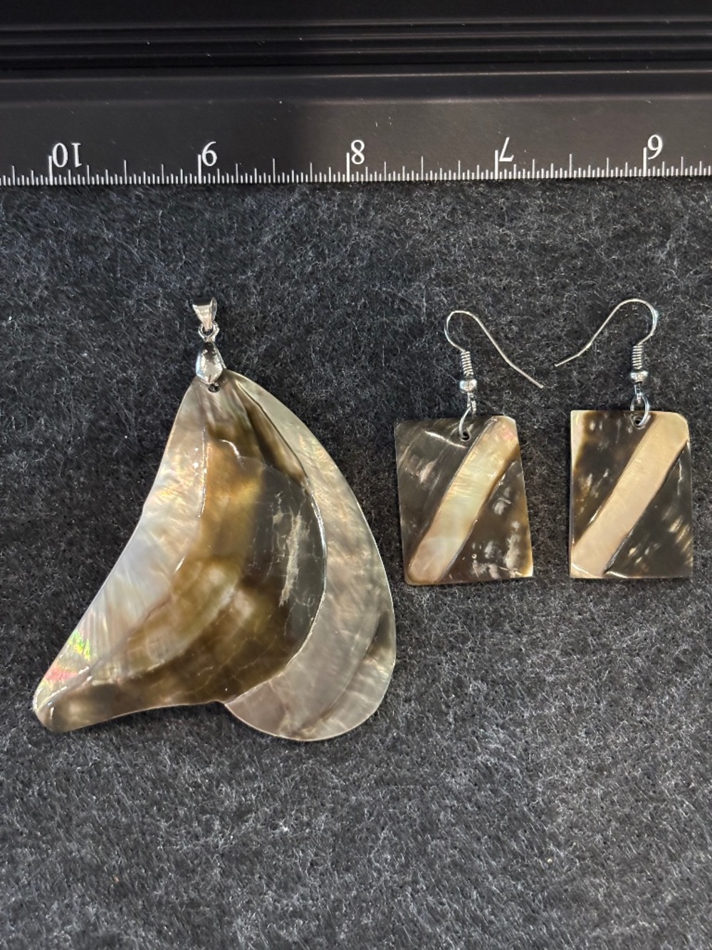 Mother of Pearl Pendant and Earrings with Sterling Silver Findings